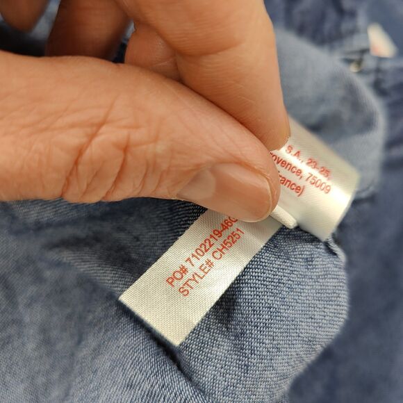 Lacoste Live Mens Size 38 (XS) Jeans Shirts Blue Denim Logo Snap Buttons - Picture 7 of 9